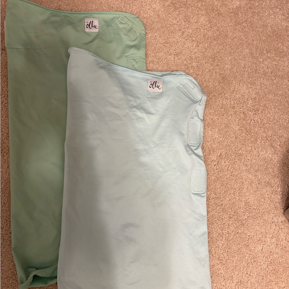 Ollie Swaddle Set in Green and Light Blue